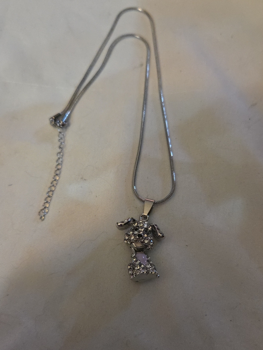 Silver Crystal Puppy Pendant Necklace - Women's Silver Jewelry